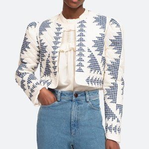 Sea New York Glouster quilted cropped jacket with puff sleeve.